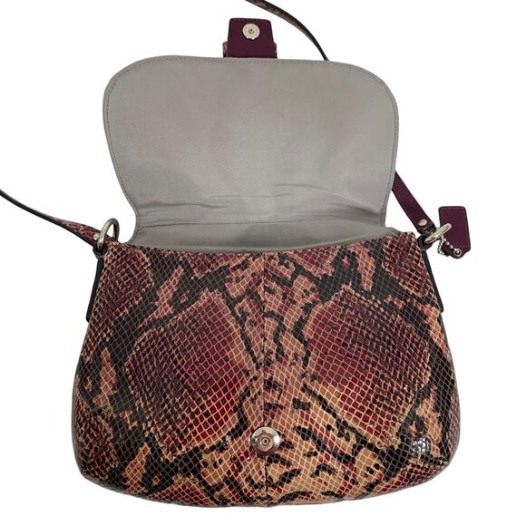 COACH Soho Purple/Pink Python Snakeskin Leather Mini Flap Crossbody F45648 - Picture 9 of 16